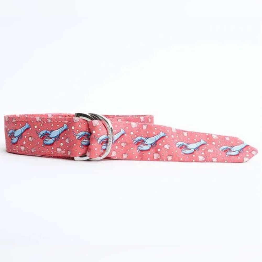 100% Silk , Vineyard Vines Coral Lobster Shell Belt Size L